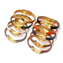 European and American Fashion Jewellery Bracelet Alloy Cross Grain PU Bracelet Ins