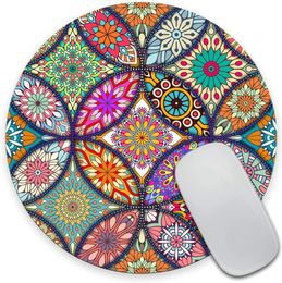 Vintage Mouse Pad Round Mandala Mouse Mat Cute Mouse Pad Mouse Pad Customised Round Non-Slip Rubber Mousepad 7.9 Inch