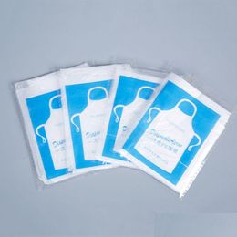 Kitchen Apron Adt Children Disposable Plastic Waterproof Dustproof Transparent Kitchencooking Portable Thicken Oil-Proof Clothes Dro Dhw2T