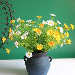 Decorative Flowers 1 Bunch 40CM Artificial Silk Small Daisy Home Wedding Party Decoration Chamomile Fake Bouquet Garden Living Room Decor