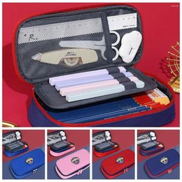 Trendy Multi Layered Stationery Holder Creative England Style Pencil Pouch Large Capacity Zipper Storage Bag