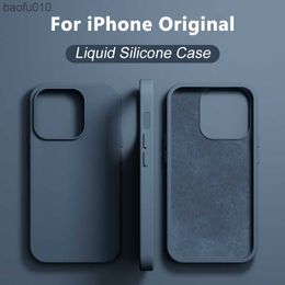 Original Liquid Silicone Phone Case For iPhone 14 11 12 13 Pro Max Shockproof Cover For iPhone 12 13 Mini 7 8 Plus XS XR X Cases L230619
