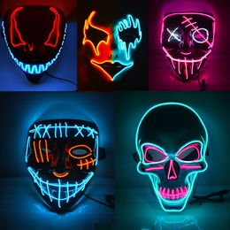 Party Masks Halloween LED Scary Mask Horror Cosplay Costume Masque Masquerade Light Glow In The Dark 230713