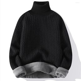 Men's Sweaters Arrivals Spring Winter Turtleneck Sweater Slim Fit Knitted Pullovers Men Solid Colour Fleece Casual Knitwear