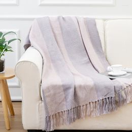 Blankets Striped Leisure Blanket Bedside Sofa Tapestry Model Room B&B Decorative Throws Shawl Tassel Towel For Home Use