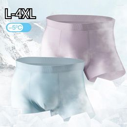 Underpants Ice Silk Underwear Men's 5A Antibacterial Sexy Boxer Shorts Breathable Seamless Gay Boxershorts Ultra-thin Panties Plus Size