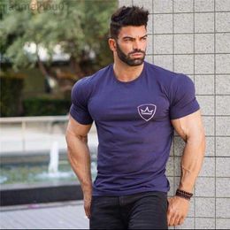 Men's T-Shirts 2021 Summer Running T Shirt Men gyms shirts sportswear Fitness tops Male cotton shirt printing Bodybuilding sports T-Shirt men L230713