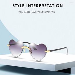 Sunglasses Casual Heart Shaped Frameless 2023 Retro Women Brand Designer Fashion Rimless Gradient Sun Glasses#3