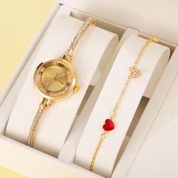 Wristwatches 2Pcs Fashion Bracelet Watch Women Set Ladies Wristwatch Watches For Girl Relogio Feminino