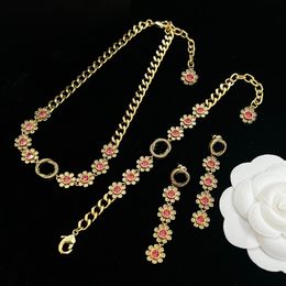 cherry blossom petal diamond inlaid Choker Necklaces Brass Earring Chain Classic Charm Tiger Shape Bracelet Fashion Jewelry CGS3 -08