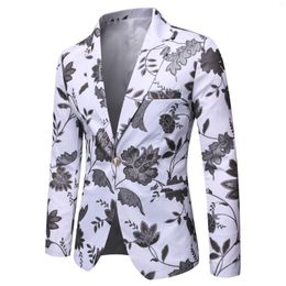 Men's Suits Male Suit Blazer Printed Men Slim Jacket Vintage Fashion Luxury Formal Wedding Dress Stage Costumes For Singers S-3XL