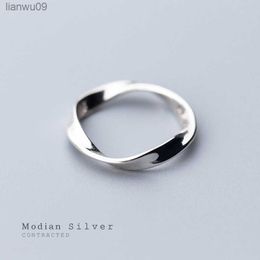 Modian Minimalist Spin Wave Rings for Women Fashion 925 Sterling Silver Simple Geometric Ring Fine Jewelry 2020 New Design L230704