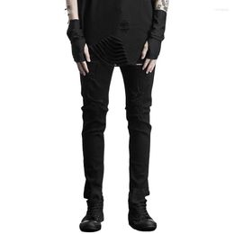 Men's Jeans Ultra-Thin Hong Kong Style High Street Fashion Hairdresser Clothing Korean Black Pants