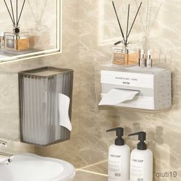 Tissue Boxes Napkins Tissue box wall-mounted non-perforated toilet paper box toilet waterproof washcloth wipe toilet paper delicate collection box R230714