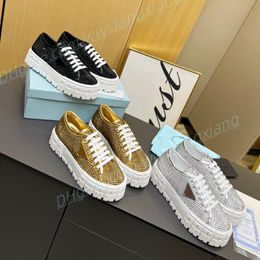 Top Designers shoes Casual shoes Sneakers Dress shoes Luxury Leather Crystal Glitter diamond double wheel Flat shoes 5cm Embossed Rubber bottom Loafers With box