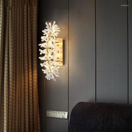 Wall Lamp Modern Crystal LED Lights Gold Metal Living Room Bedside TV Background Sconces G4 Bulb 110-220V Surface Mount