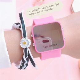 Sport Digital Watch Women Men Square LED Watch Silicone Electronic Watch Women's Watches Clock Can Be Used As A Mirror Clock243M