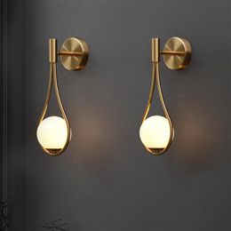 wall lamp led Gold Colour white glass shade G9 bedroom Bedside Restaurant Aisle Wall Sconce modern bathroom indoor lighting fixture237M