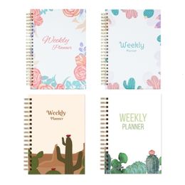 Notepads P82F Weekly Planner Undated Spiral Agenda Notebook Weeks Schedules Stationery Office School Supplies 230713