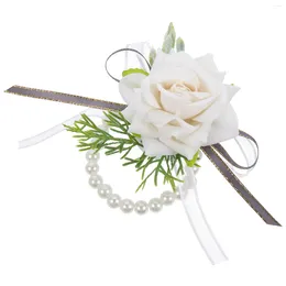 Decorative Flowers Wedding Supplies Flower Wristband Bridesmaid Bridal Ornament Groom Boutonniere Hand Decor Decoration Brooch