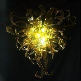 Vintage Gold Chandelier Nordic Luxury Ceiling Light Artistic Hand Blown Stained Multi Colour Wall Pendant Lamp for Dining Room