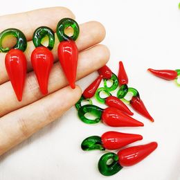 100PCS Handmade DIY Red Pepper Chilli Glass Pendant Lampwork Beads For Women Earrings Necklaces Bracelets Jewellery Making