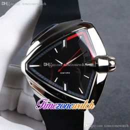 New A2824 Automatic Mens Watch Steel Case Red White Hands Gray Red Inner Black Dial Black Rubber Strap Timezonewatch TWHM E14b1274W