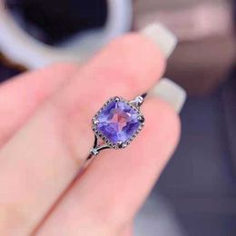 925 silver lavender purple diamond ring simple princess zircon to blue diamond open Colour treasure ring for women party Jewellery L230704