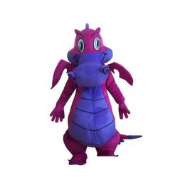 Factory Big Purple Dragon Mascot Costume Fancy Dress Adult Size264G