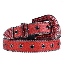 Belts 2023 Western Punk Cowboy Cowgirl Rhinestones High Quality Bling Diamond Crystal Studded Belt For Jeans Women Man