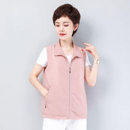 Women's Vests Spring Summer Sleeveless Jacket Liner Thin Pink Vest Women Sun Protection Plus Size Zipper Korean Fashion Coats