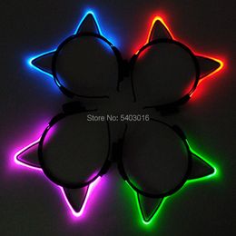 LED Light Sticks up Headwear 6 Lighting Colours Cat Ear Flashing Headband Rave Women Girls Glow Party Supplies 230713