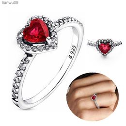 New Red Heart Ring 925 Sterling Silver Sparkling Ring for Women 925 Silver Design Original Zircon Rings Festival Jewellery Gift L230704