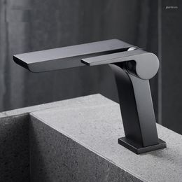 Bathroom Sink Faucets High Quality Solid 59# Brass Gun Grey Basin Faucet Matte Black And Cold Mixer Tap Waterfall Creative