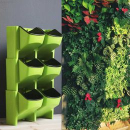 Garden Decorations Modern Wall Vertical Greening Plant Wall Hanging Flowerpot Plastic Crafts Garden Background Indoor Outdoor Balcony Decoration L230714