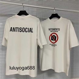 New designer VETEMENTS T-shirt 2023 Men Women antisocial T-shirts 1 Tag VTM Tops Cotton mens womens Tee