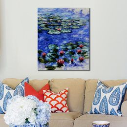 Claude Monet Canvas Art Water Lilies Handmade Oil Painting Impressionist Artwork Home Decor Modern