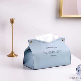 Tissue Boxes Napkins Living room dining room tissue box environmentally friendly leather multi-purpose solid Colour creative napkin storage box G582 R230714