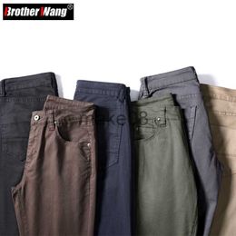 Men's Pants 2023 Autumn New Men's Slimfit Cotton Stretch Casual Pants Business Fashion High Quality Trousers Male Brand Khaki Green Gray J230714