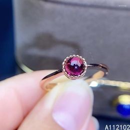 Cluster Rings KJJEAXCMY Fine Jewellery S925 Sterling Silver Inlaid Natural Garnet Girl Classic Adjustable Ring Support Test Chinese Style