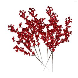 Decorative Flowers 6x Christmas Artificial Flower Berries Branches Accs Bouquet For Home Crafts Decorations