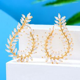 Dangle Earrings Soramoore Luxury CZ Shiny Charm Drop For Women Wedding Bridal Jewellery Aretes De Mujer Modernos 2023 Fashion