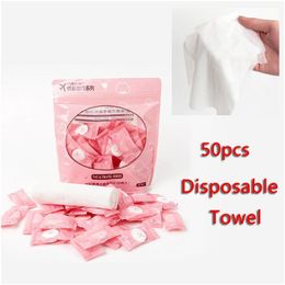 Towel 50Pcs Portable Travel Compressed Outdoor Cotton Disposable Magic Expandable Wash Face Towels Clean Dbc Drop Delivery Home Gard Dhvhi