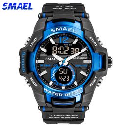 SMAEL Men Watches Fashion Sport Super Cool Quartz LED Digital Watch 50M Waterproof Wristwatch Men's Military Army Clock Male