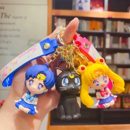 Fashion blogger designer jewelryCute cartoon Sailor Moon warrior key ring mobile phone Keychains Lanyards KeyRings wholesale YS70