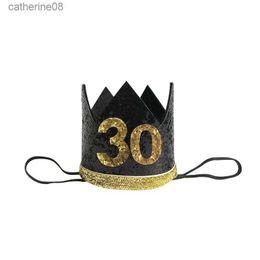 1Pcs Number 16th 18th 21st 30th 40th 50th Happy Birthday Headband Crown Hairband Adult Hat Photo Prop Birthday Party Decoration L230621