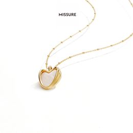 Pendant Necklaces Missure Fine Jewellery Sterling Silver Natural Mother of Pearl Heart Shape Chic Neck Lace Gift For Women 230714