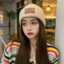 Berets Unisex Beanies Autumn And Winter Patch Wool Hat Couple Casual Warm Knitted Student Outdoor
