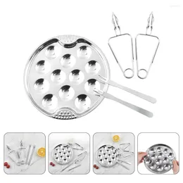 Dinnerware Sets Kitchen Supply Escargot Dining Set Baking Plate Heat Resistant Circle Tray Pan Oyster Home Restaurant Cooking