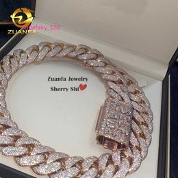 Pendant Necklaces Zuanfa Jewellery Hip Hop Rose Gold Custom Made Name Clasp Miami Vvs Moissanite Diamond Cuban Link Chain with 25m